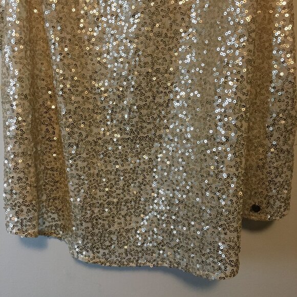Abercrombie & Fitch Cream and Gold Sequin Sheer Glamorous Tank Top - Picture 7 of 16